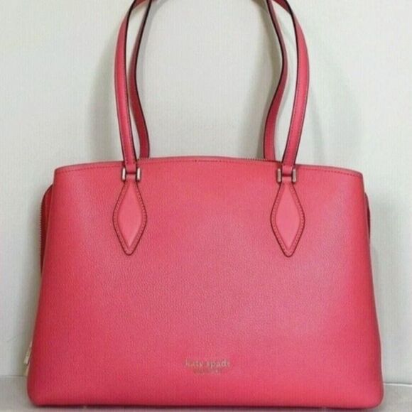 New Kate Spade Zeezee Large Work Tote Leather Peach Melba - Picture 1 of 6